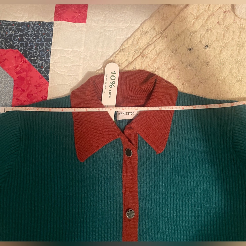 OXKNIT Malachite Green Long Sleeve 100% Cotton Knit Wear Cardigan XXL NWT - Picture 9 of 9